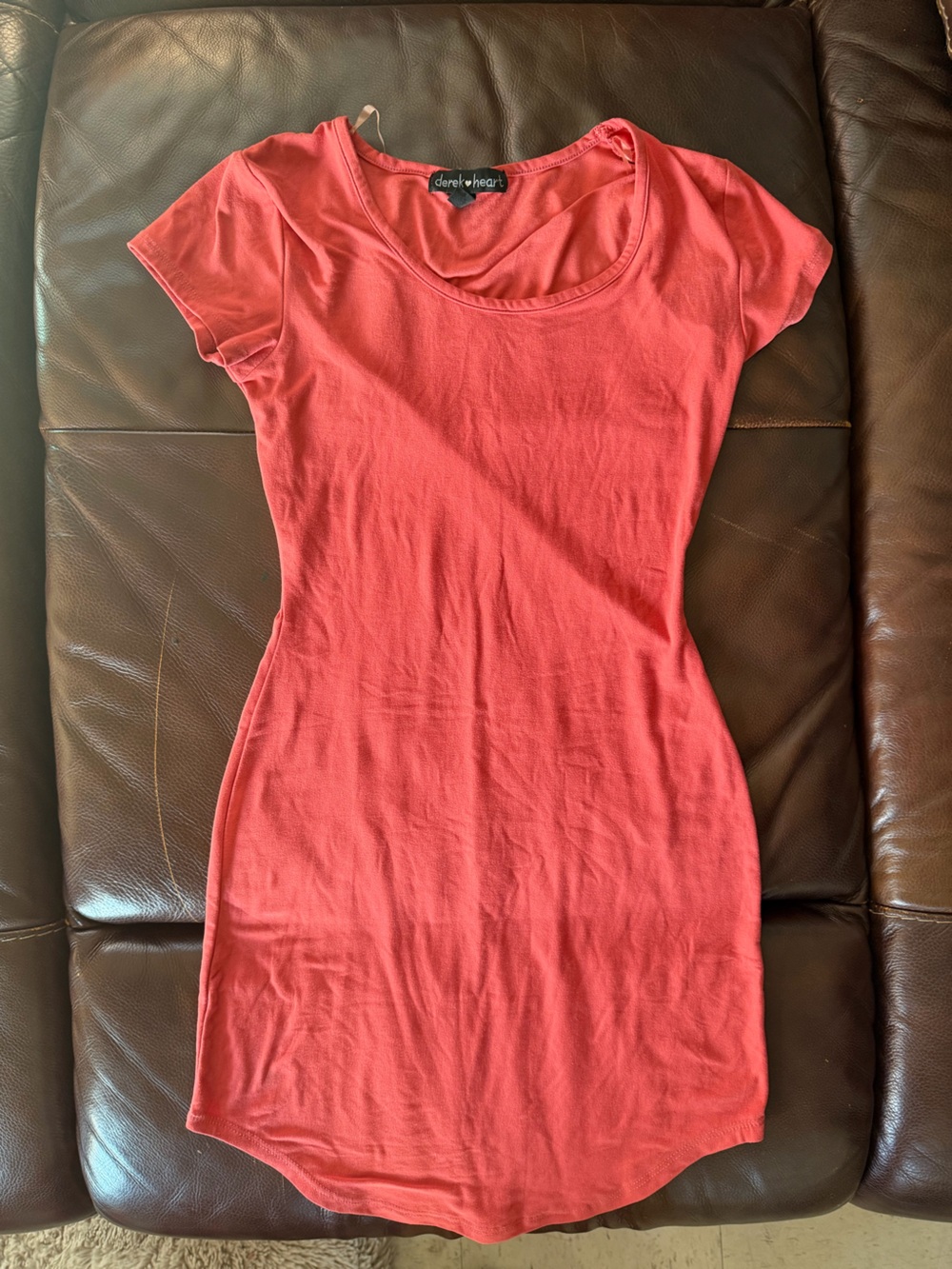 Derek Heart Coral Scoop Neck Midi Dress